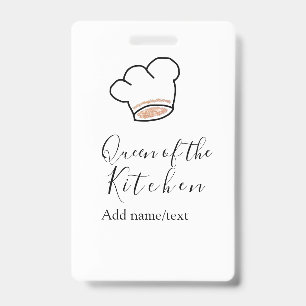 Queen of the kitchen chef cooking add name crown ID badge