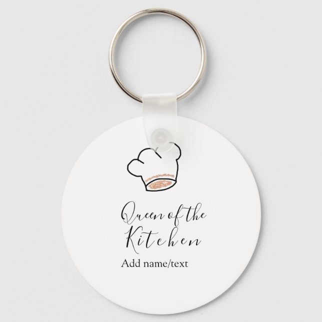 Queen of the kitchen chef cooking add name crown  key ring (Front)