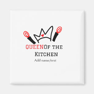 Queen of the kitchen chef cooking add name crown magnet