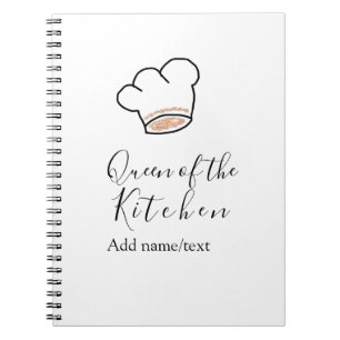 Queen of the kitchen chef cooking add name crown  notebook