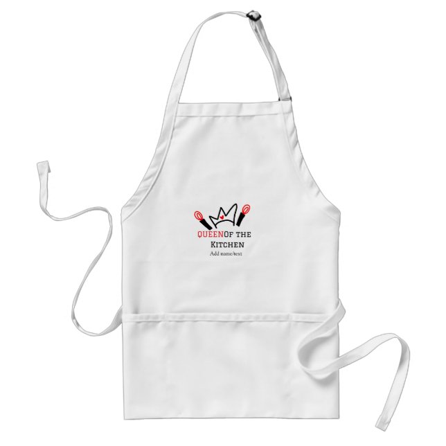 Queen of the kitchen chef cooking add name crown standard apron (Front)