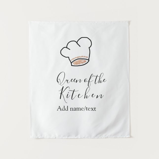 Queen of the kitchen chef cooking add name crown  tapestry (Front)