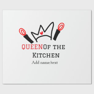 Queen of the kitchen chef cooking add name crown wrapping paper