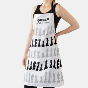 Queen Of the Kitchen Chess Black White Pattern  Apron