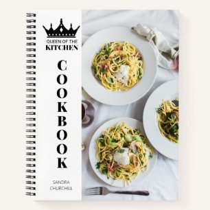Queen of The Kitchen Cookbook Recipe Personalised Notebook