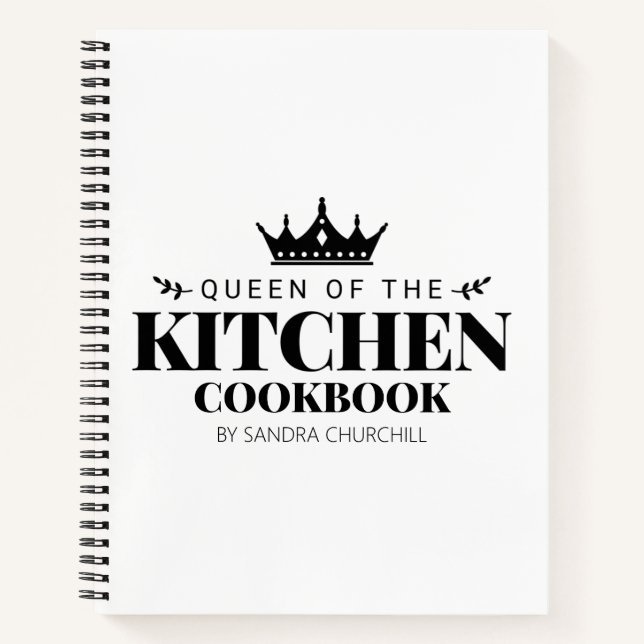 Queen of The Kitchen Cookbook Recipe Personalised  Notebook (Front)
