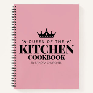 Queen of The Kitchen Cookbook Recipe Personalised Notebook