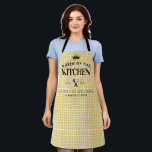 Queen of the Kitchen Crown Foodie Mum Yellow Plaid Apron<br><div class="desc">Modern Stylish Queen of the Kitchen Crown Foodie Mum For Her Blush Yellow Plaid Adult Apron</div>