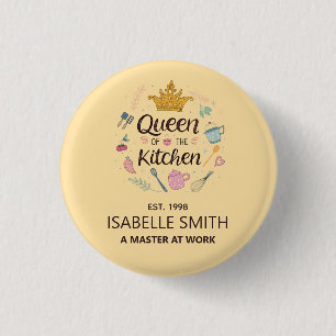 Queen of the Kitchen Custom Name Design 3 Cm Round Badge