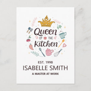 Queen of the Kitchen Custom Name Design Holiday Postcard