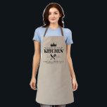 Queen of The Kitchen Lady Chef Personalised Beige Apron<br><div class="desc">Perfect gift for your mum,  grandma,  sister,  or any important lady in your life who loves to cook! Queen of the Kitchen Apron. Easy to personalise!</div>