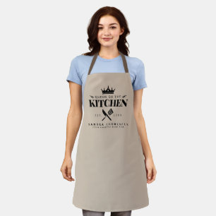 Queen of The Kitchen Lady Chef Personalised Beige Apron