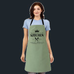Queen of The Kitchen Lady Chef Personalised Green Apron<br><div class="desc">Perfect gift for your mum, grandma, sister, or any important lady in your life who loves to cook! Queen of the Kitchen Apron. Easy to personalise!</div>