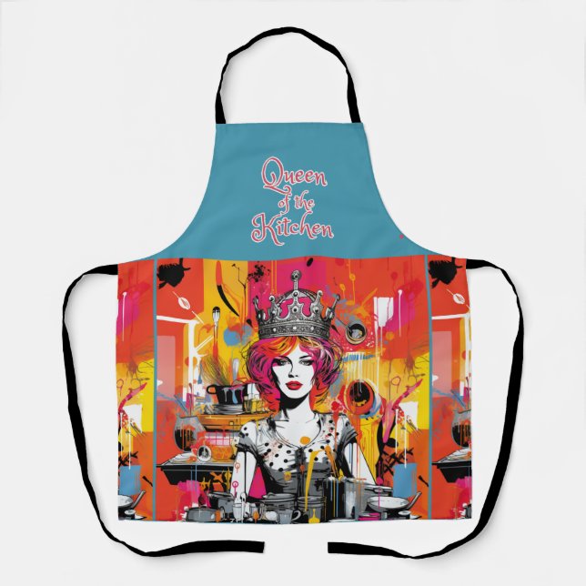 Queen of the Kitchen" Pop Art Apron (Front)
