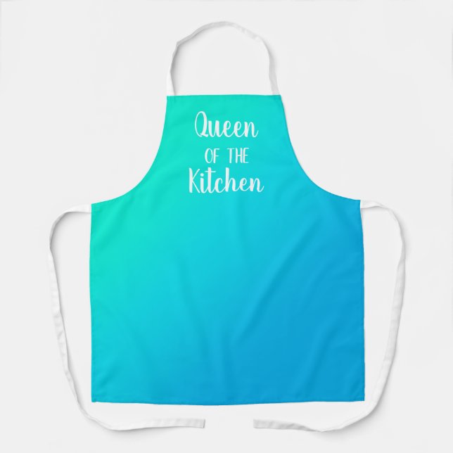 Queen of the Kitchen Teal Gradient Apron (Front)