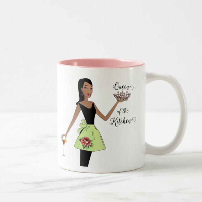 "Queen of the Kitchen"/Warrior with a Spatula Two-Tone Coffee Mug (Right)