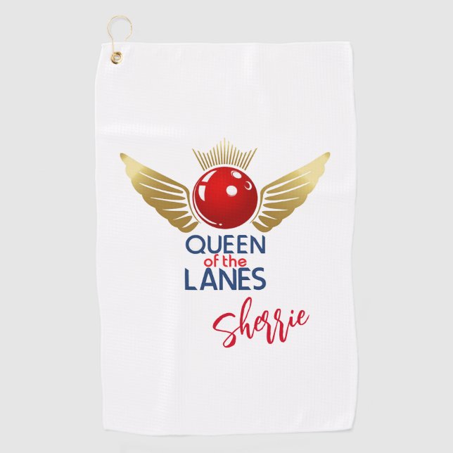 Queen of the Lanes Custom Bowling Towel (Front)