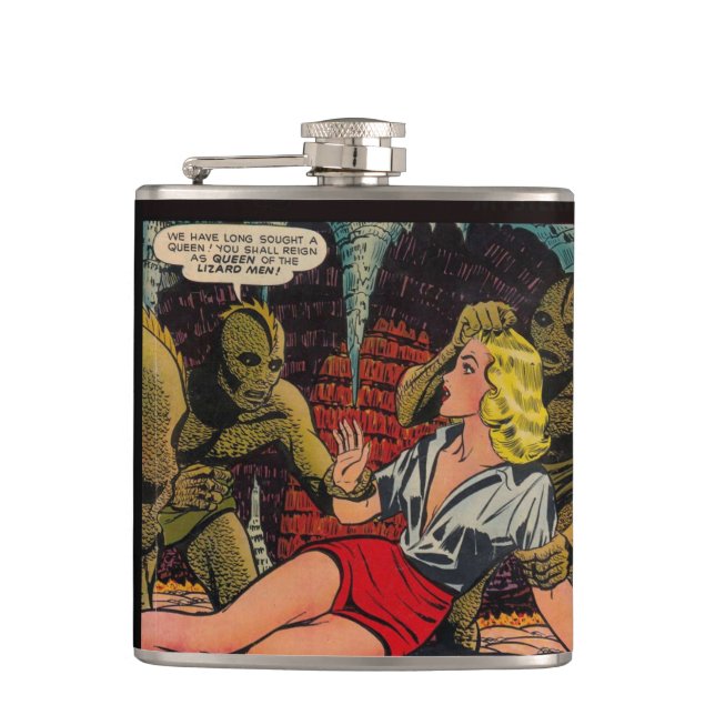 Queen of the Lizard People - Comic Cover Hip Flask (Front)