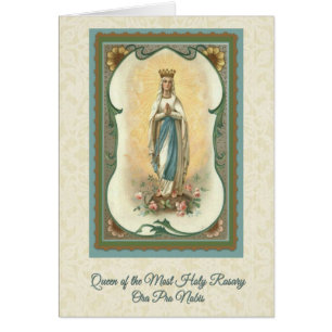 Queen of the Most Holy Rosary Card w/prayer