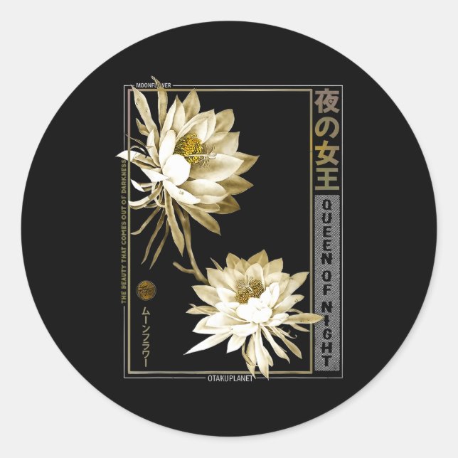 Queen Of The Night Moonflower Ephyllum Japanese Fl Classic Round Sticker (Front)