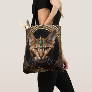 Queen of the Nile: Cleopatra the Cat in Headdress Tote Bag