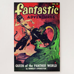 Queen of the Panther World:  Fantasy Pulp Fiction Jigsaw Puzzle