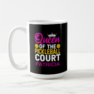 Queen of the Pickleball Court Fun Monogram Name Coffee Mug