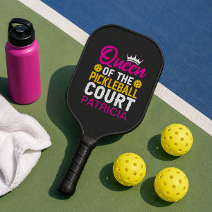 Queen of the Pickleball Court Fun Monogram Name Paddle