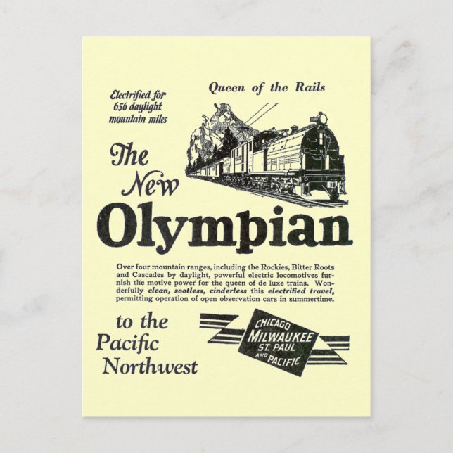 Queen of The Rails - New Olympian 1929 Postcard (Front)