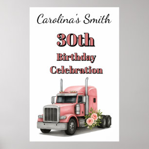 Queen of the Road Birthday Female Truck Driver Poster