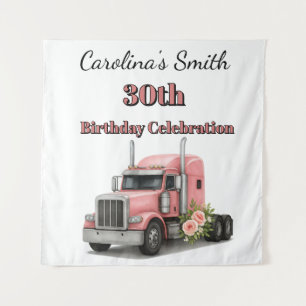 Queen of the Road Birthday Female Truck Driver Tapestry