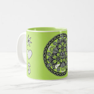 Queen Of The Snakes (hand-drawn monochrome) Two-Tone Coffee Mug