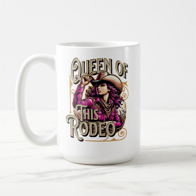 Queen of this Rodeo Pink, Cowgirl Gift, Girl Boss Coffee Mug (Left)