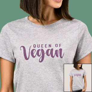 Queen of Vegan Pink on Grey T-Shirt