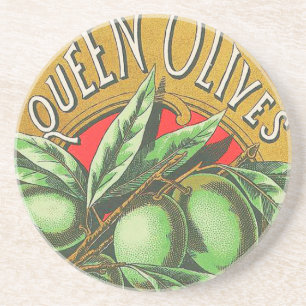 Queen Olives Vintage Food Crate Label Coaster