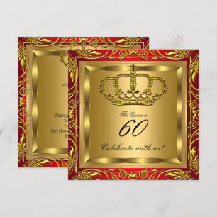 Queen or King Royal Red Gold Elite Birthday Party Invitation