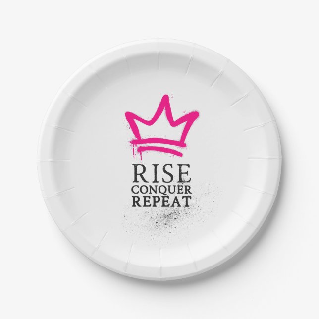 Queen Party Plates - Rise, Conquer, Repeat (Front)
