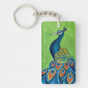QUEEN & Peacock Acrylic Keychain, (double-sided)  Key Ring