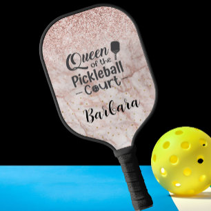 Queen Pickleball Court Glam Glit Rose Gold Paddle