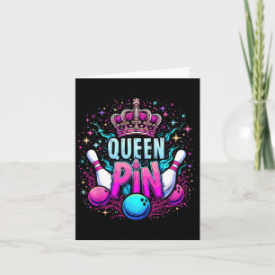 Queen Pin Shirt Bowler Bowling League For Bowling  Card