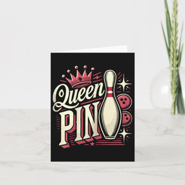Queen Pin Shirt Bowler Bowling League For Bowling  Card (Front)