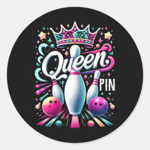 Queen Pin Shirt Bowler Bowling League For Bowling  Classic Round Sticker