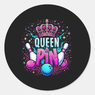 Queen Pin Shirt Bowler Bowling League For Bowling Classic Round Sticker