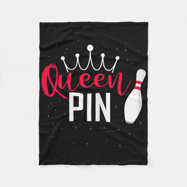 Queen Pin Shirt Bowler Bowling League For Bowling  Fleece Blanket (Front)