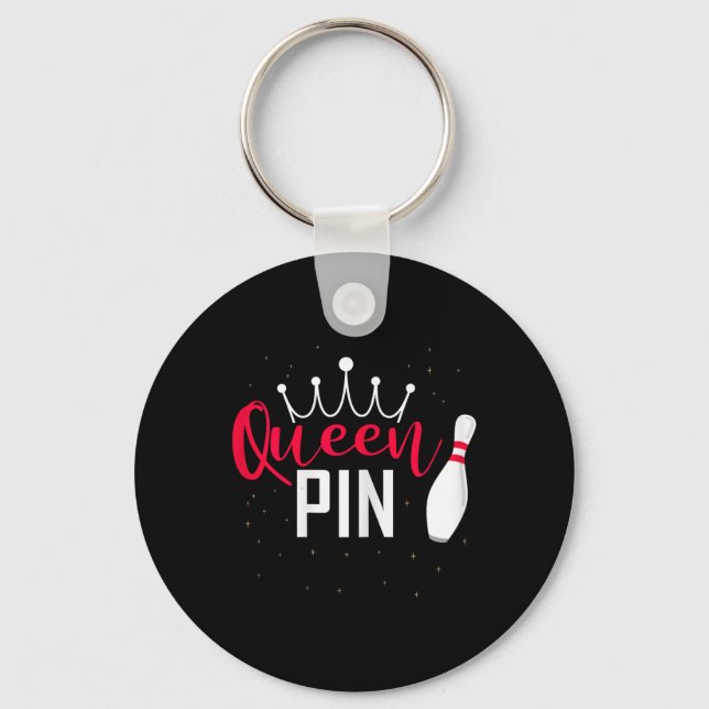 Queen Pin Shirt Bowler Bowling League For Bowling  Key Ring (Front)