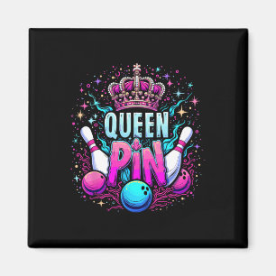 Queen Pin Shirt Bowler Bowling League For Bowling  Magnet