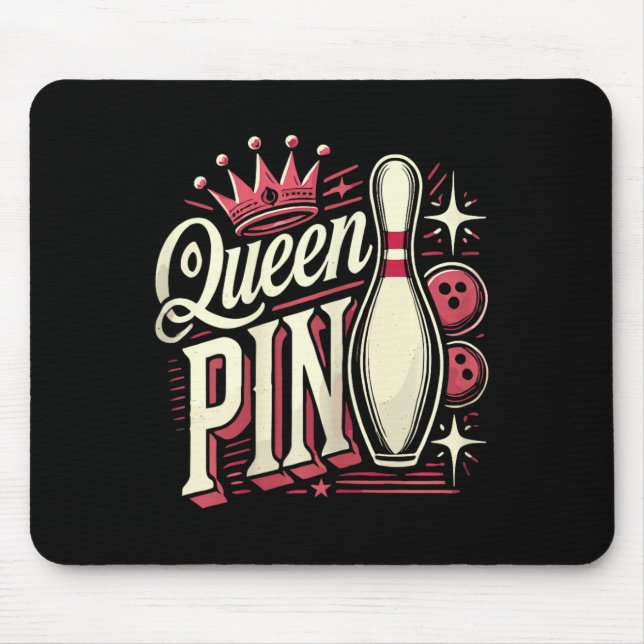 Queen Pin Shirt Bowler Bowling League For Bowling  Mouse Mat (Front)