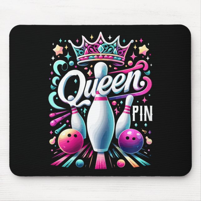 Queen Pin Shirt Bowler Bowling League For Bowling  Mouse Mat (Front)