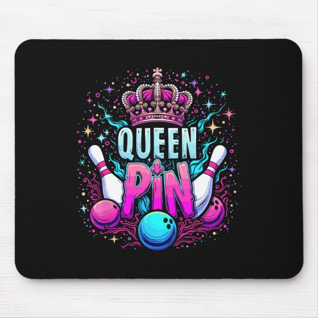Queen Pin Shirt Bowler Bowling League For Bowling  Mouse Mat (Front)