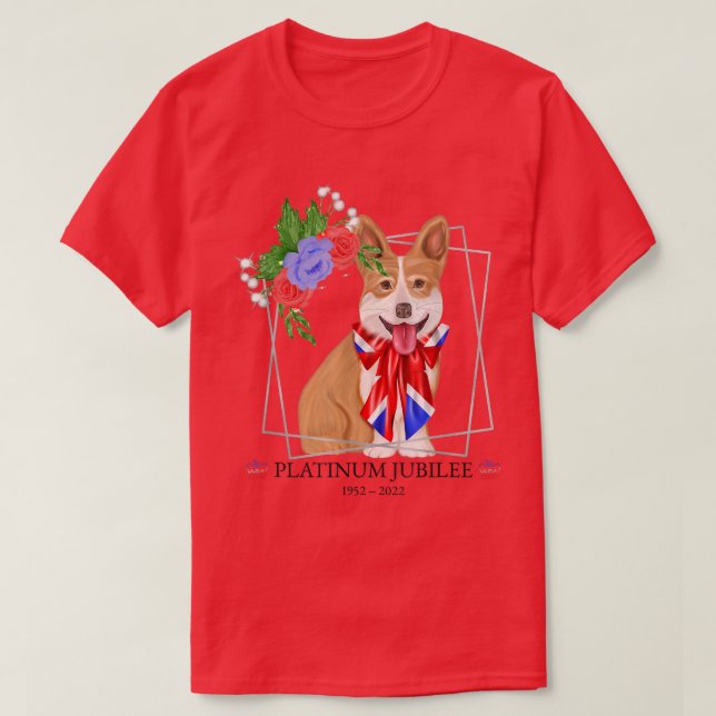 Queen Platinum Jubilee CorgiQueens Jubilee  T-Shirt (Design Front)